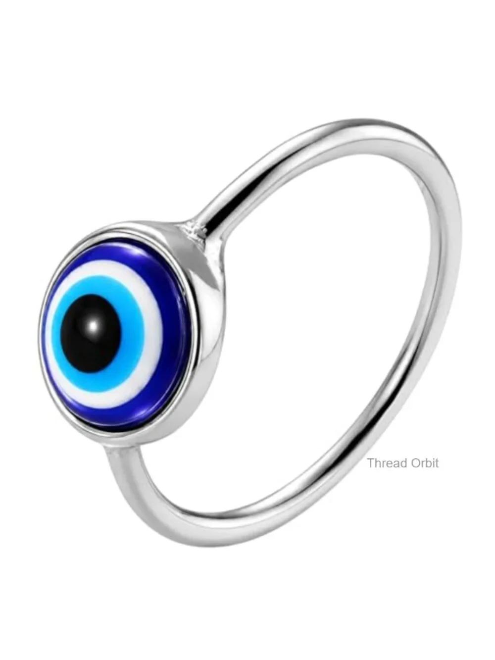 Stainless Steel Evil Eye Ring, Hypoallergenic, Tarnish Resistant, Stacking Ring